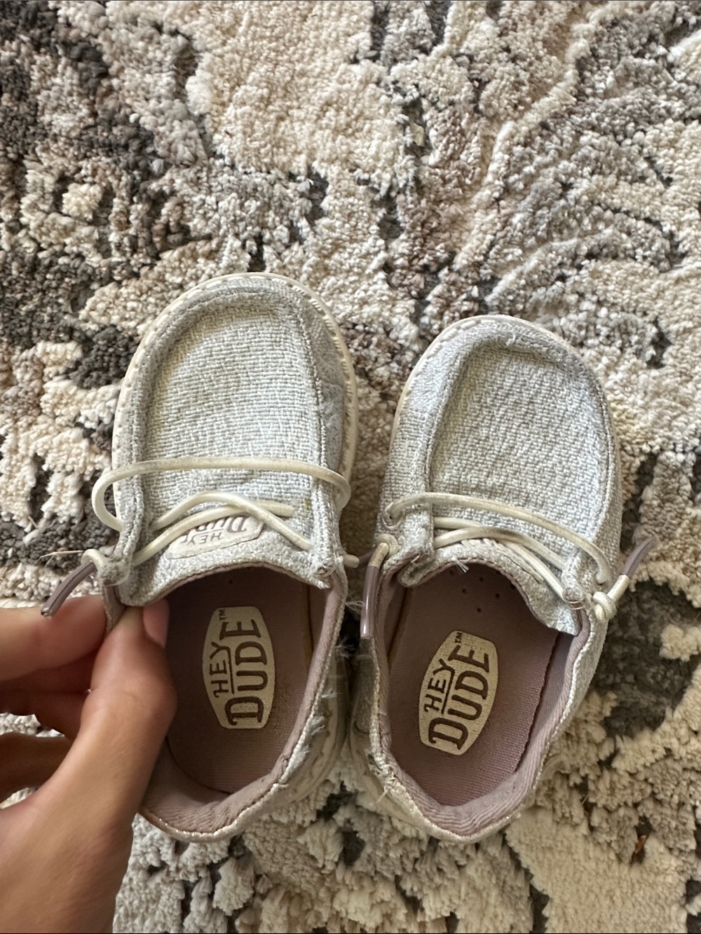 Hey Dude Kids sparkly purple and Cream Slip-Ons